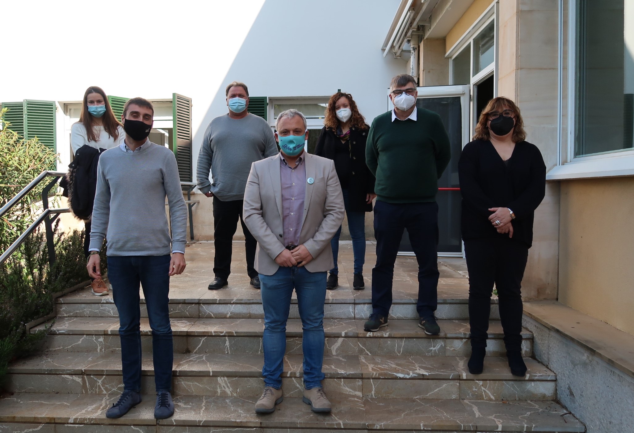 El conseller Jaume Alzamora i el director insular Àlex Segura amb representants dels ajuntaments d’Algaida, Montuïri, Porreres i Vilafranca.